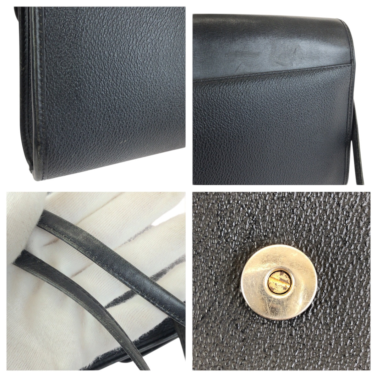 23710
Christian Dior クリスチャンディオール ヴィンテージ ブラック 黒 シルバー金具 レザー ショルダーバッグ メッセンジャーバッグ レディース AB21