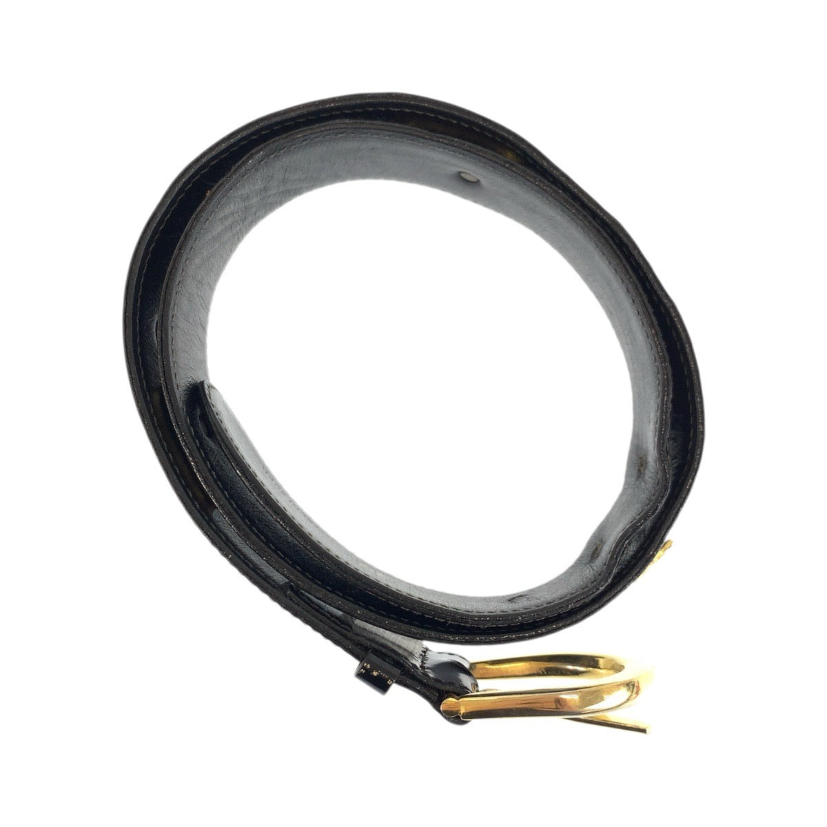 23712
CELINE セリーヌ ヴィンテージ 馬車金具 70cm ブラック 黒 ゴールド金具 パテントレザー ベルト レディース AB14