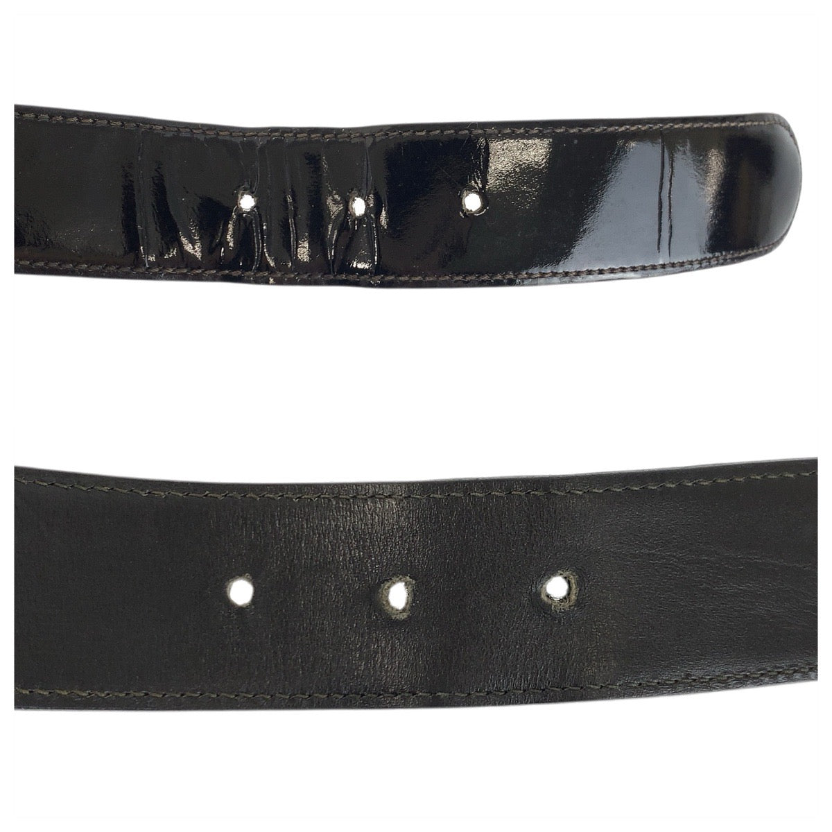 23712
CELINE セリーヌ ヴィンテージ 馬車金具 70cm ブラック 黒 ゴールド金具 パテントレザー ベルト レディース AB14