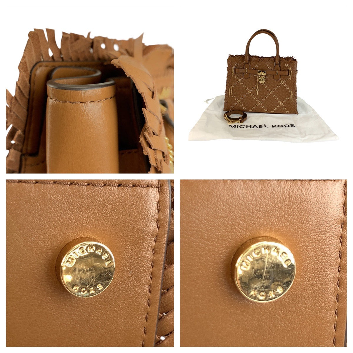 23717
Michael Kors マイケルコース サッチェル ブラウン ゴールド金具 レザー NCG7P2F ハンドバッグ ショルダーバッグ 2WAY レディース SA16