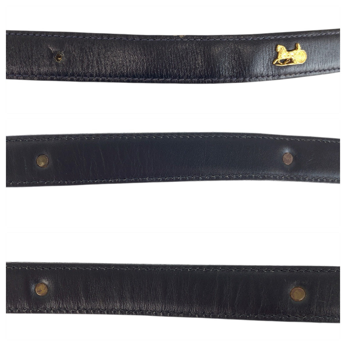 23713
CELINE セリーヌ ヴィンテージ 馬車金具 65cm ブラック 黒 ゴールド金具 レザー ベルト レディース AB14