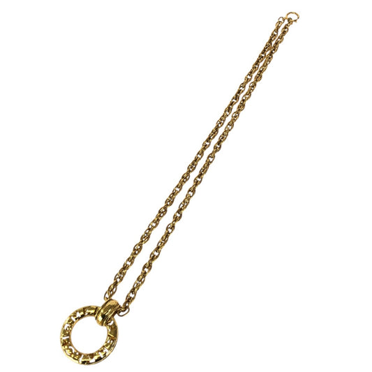 23715
CHANEL シャネル ヴィンテージ サークルロゴ ココマーク ゴールド メッキ ネックレス 3765刻印 レディース A88