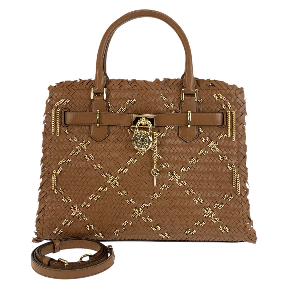 23716
Michael Kors マイケルコース ハミルトン サッチェル ブラウン ゴールド金具 レザー ハンドバッグ ショルダーバッグ レディース S16