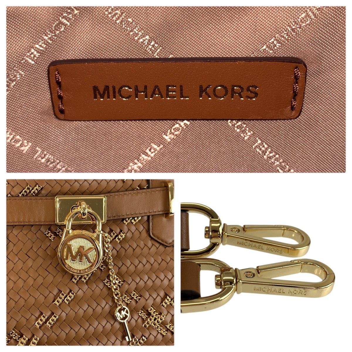 23716
Michael Kors マイケルコース ハミルトン サッチェル ブラウン ゴールド金具 レザー ハンドバッグ ショルダーバッグ レディース S16