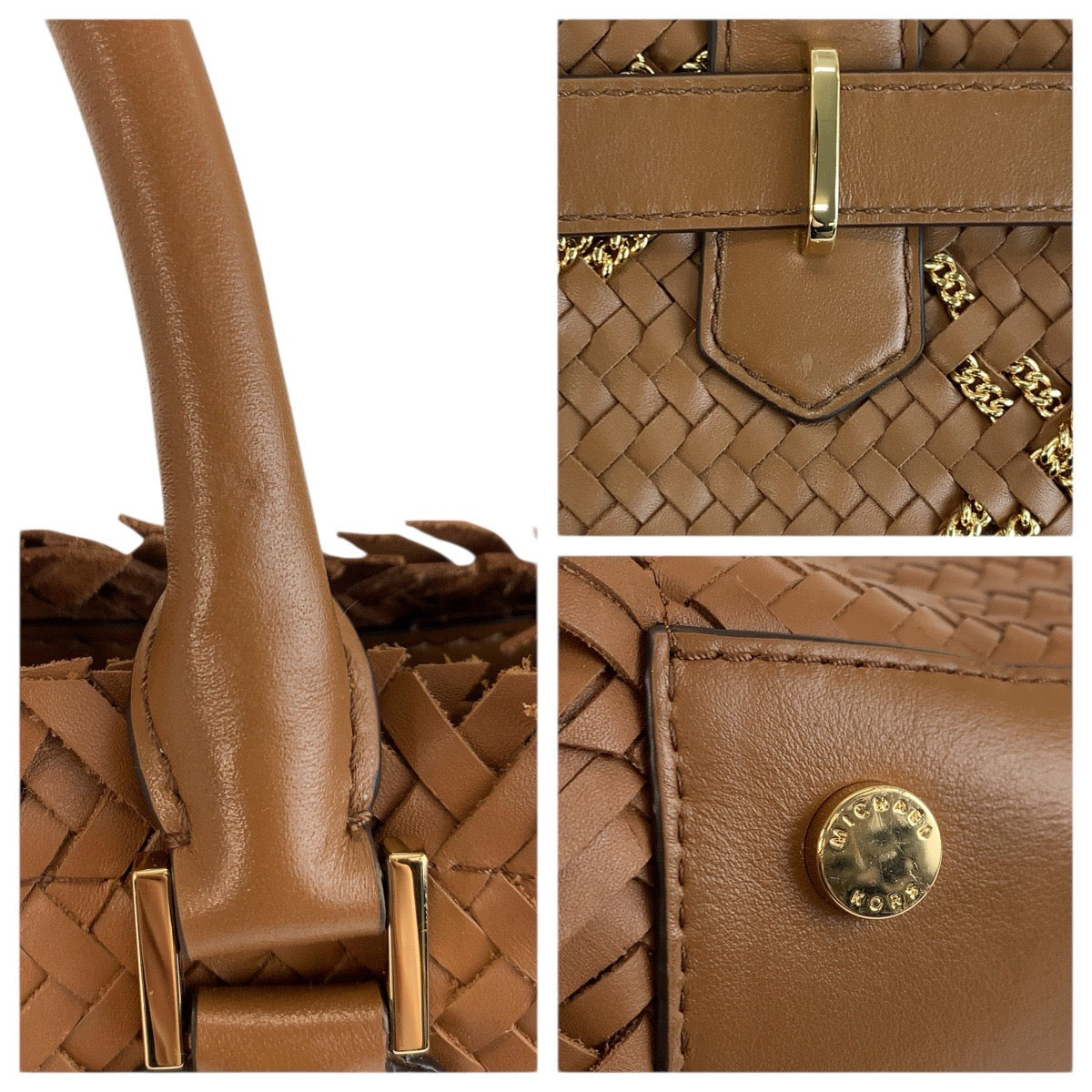 23716
Michael Kors マイケルコース ハミルトン サッチェル ブラウン ゴールド金具 レザー ハンドバッグ ショルダーバッグ レディース S16