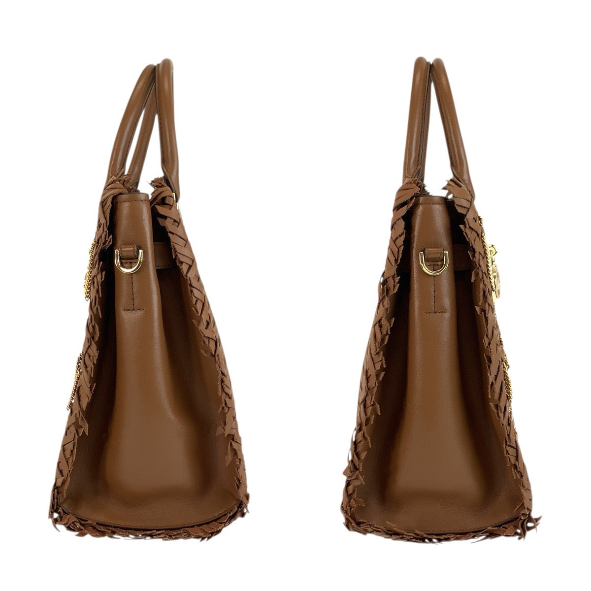 23716
Michael Kors マイケルコース ハミルトン サッチェル ブラウン ゴールド金具 レザー ハンドバッグ ショルダーバッグ レディース S16