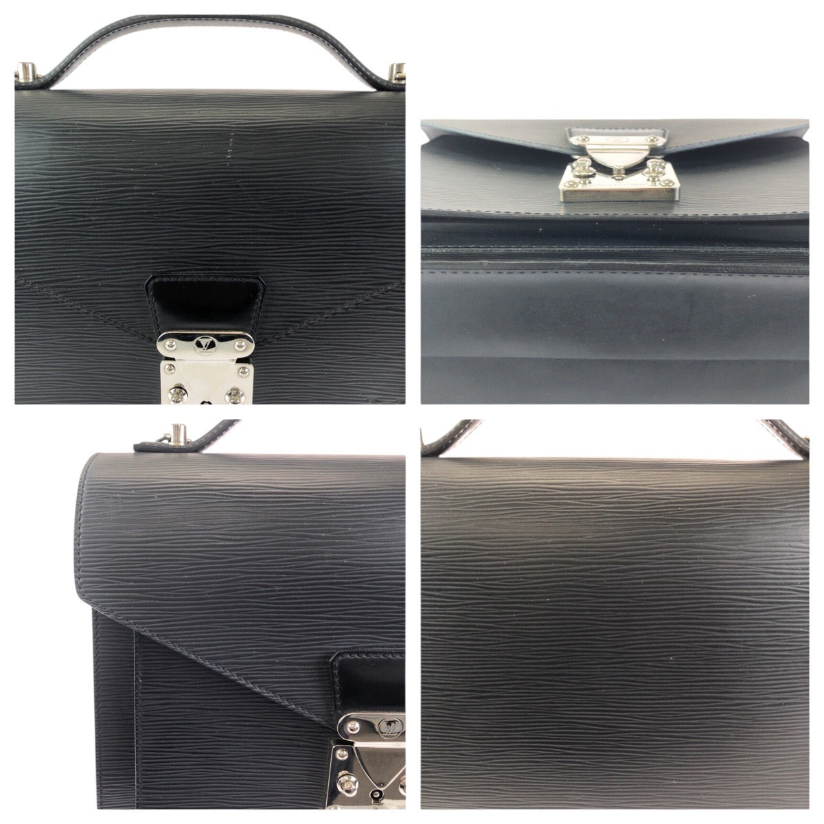 23719
LOUIS VUITTON ルイヴィトン エピ モンソー 2way ブラック 黒 シルバー金具 レザー M52792 ハンドバッグ ショルダーバッグ メンズ ABP88