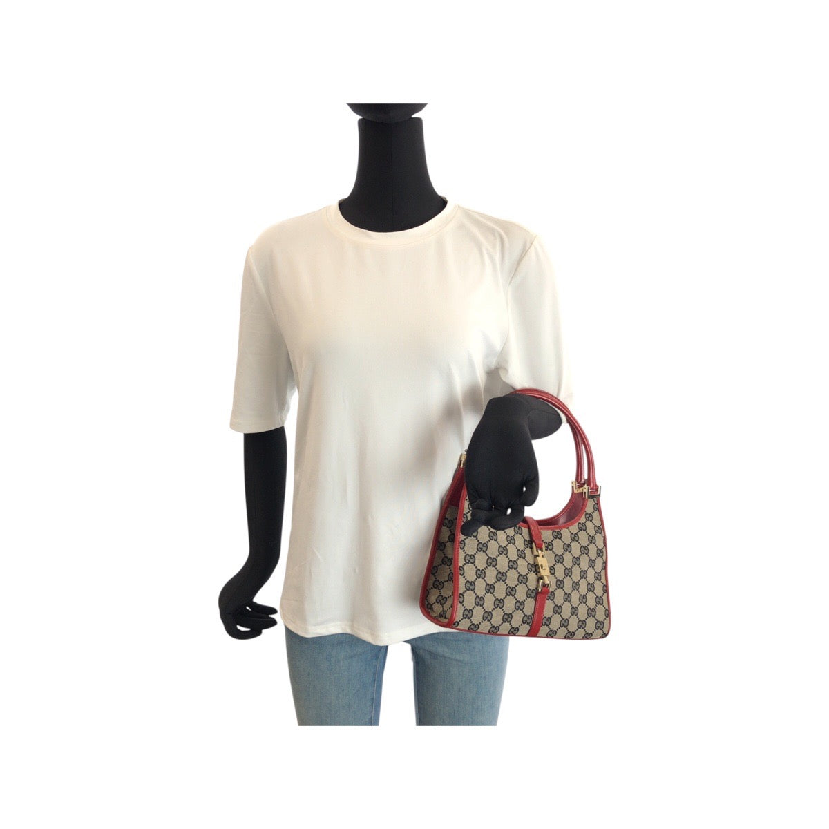 23722
GUCCI グッチ ジャッキー ベージュ レッド ゴールド金具 GGキャンバス / レザー 002 1068 ショルダーバッグ ハンドバッグ レディース A56