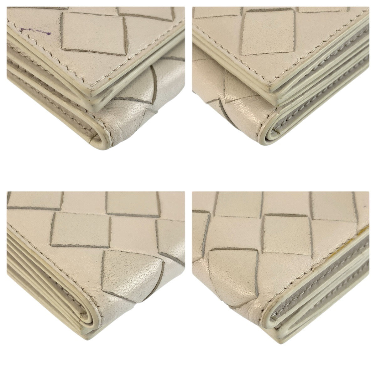 23724
BOTTEGAVENETA ボッテガヴェネタ イントレチャート ホワイト シルバー金具 レザー S022234 折り財布 コンパクトウォレット レディース ABP28
