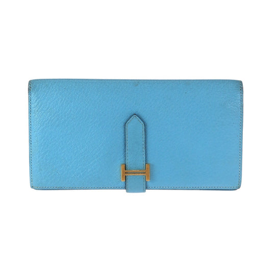 23725
HERMES エルメス ベアン スフレ ブルーアズテック ライトブルー ヴォーエプソン 長財布 ロングウォレット D刻印 レディース ABP49