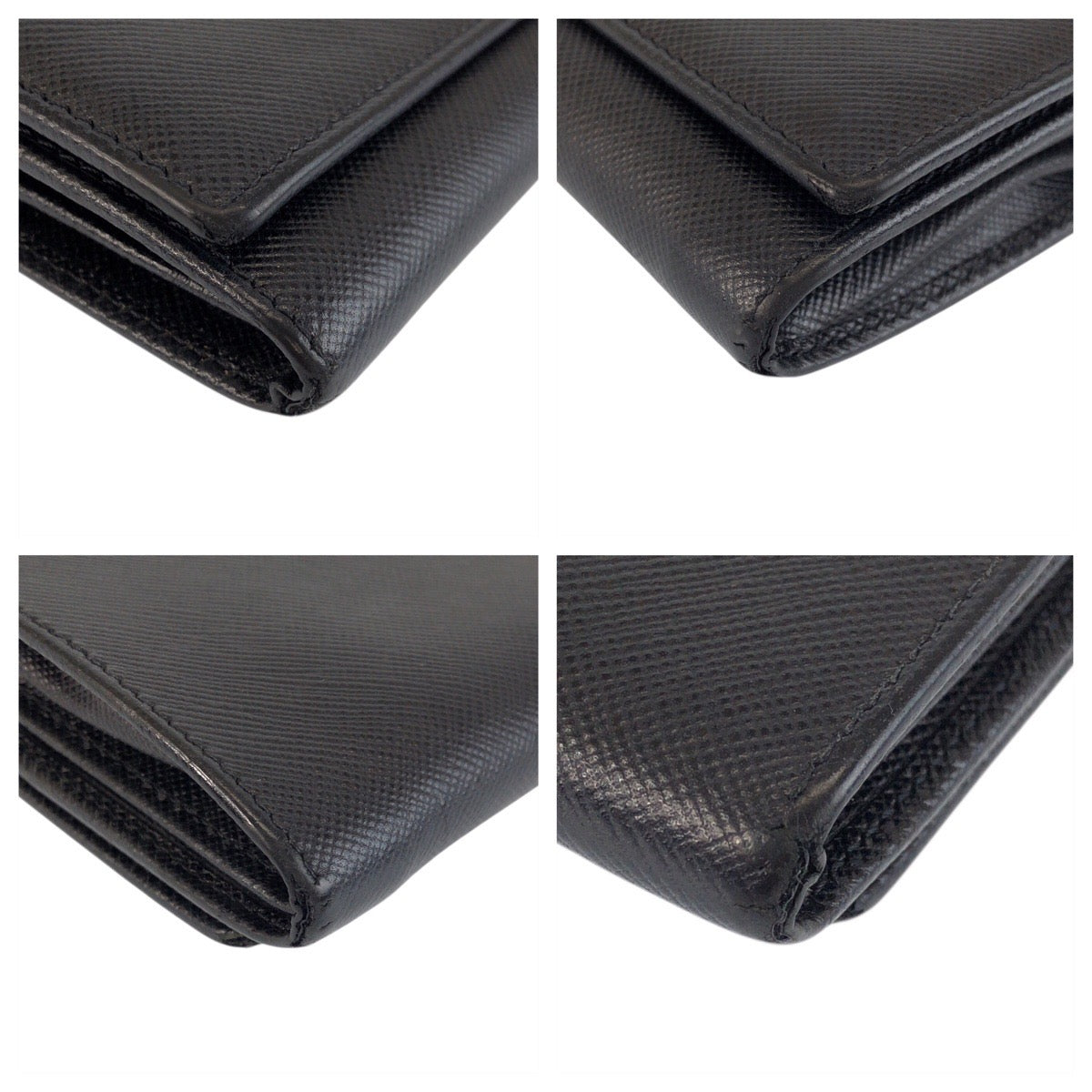 23730
PRADA プラダ サフィアーノ 三角ロゴプレート ブラック 黒 シルバー金具 レザー 長財布 ロングウォレット レディース AB16