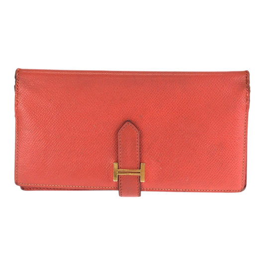 23732
HERMES エルメス べアンスフレ オレンジフィールド オレンジ ゴールド金具 ヴォーエプソン 長財布 ロングウォレット T刻印 レディース B28