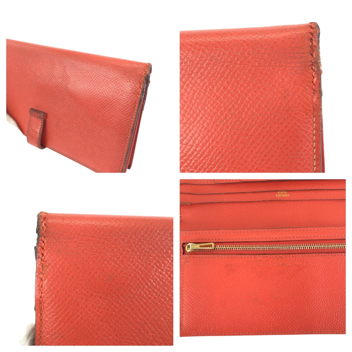 23732
HERMES エルメス べアンスフレ オレンジフィールド オレンジ ゴールド金具 ヴォーエプソン 長財布 ロングウォレット T刻印 レディース B28