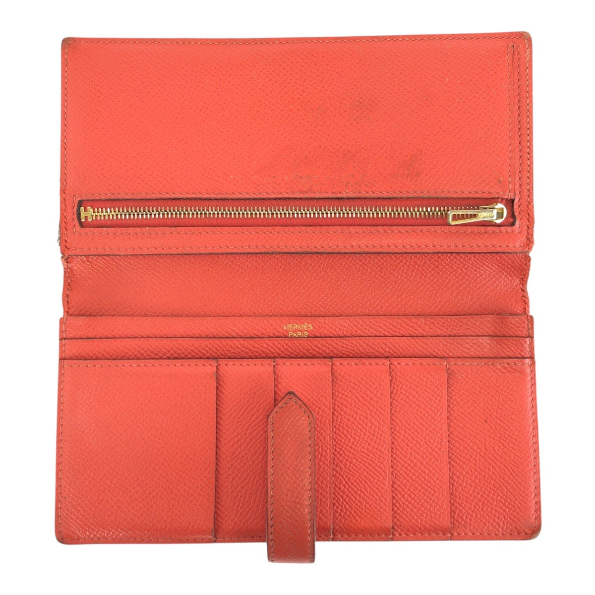 23732
HERMES エルメス べアンスフレ オレンジフィールド オレンジ ゴールド金具 ヴォーエプソン 長財布 ロングウォレット T刻印 レディース B28