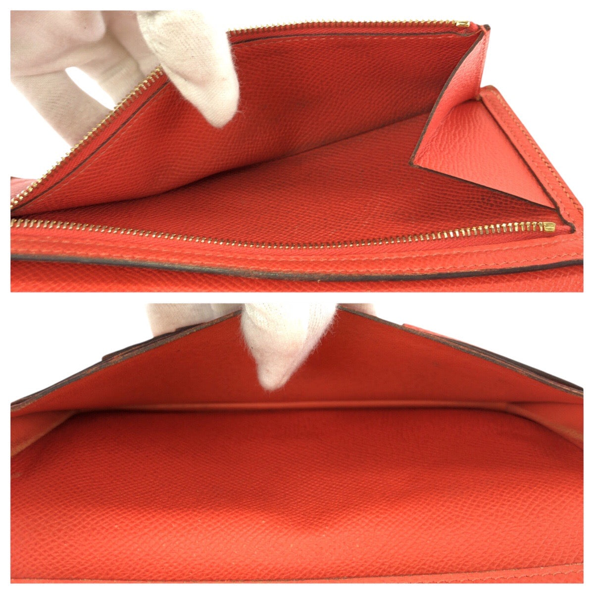 23732
HERMES エルメス べアンスフレ オレンジフィールド オレンジ ゴールド金具 ヴォーエプソン 長財布 ロングウォレット T刻印 レディース B28