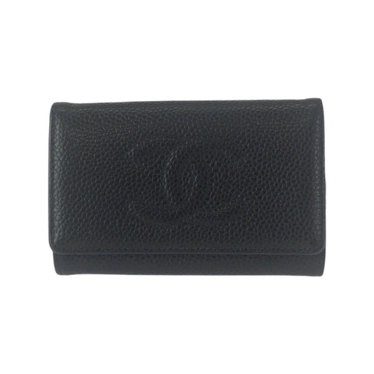 23733
CHANEL シャネル ヴィンテージ ココマーク 6連 ブラック 黒 ゴールド金具 キャビアスキン キーケース レディース AB28