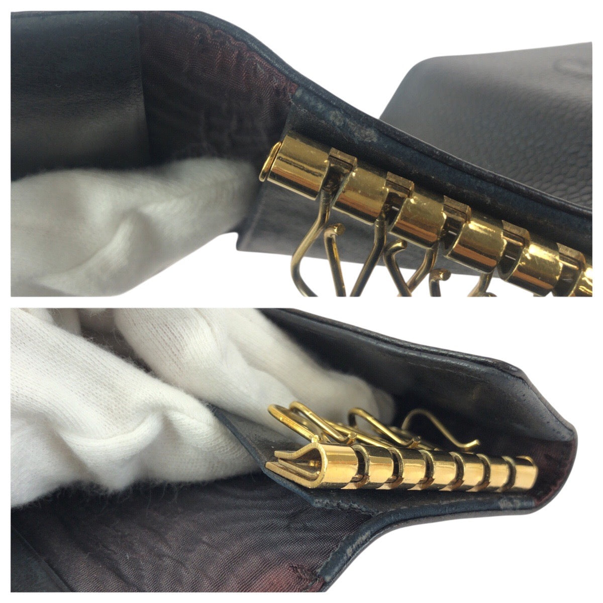 23733
CHANEL シャネル ヴィンテージ ココマーク ブラック 黒 ゴールド金具 レザー キーケース 6連 レディース AB28