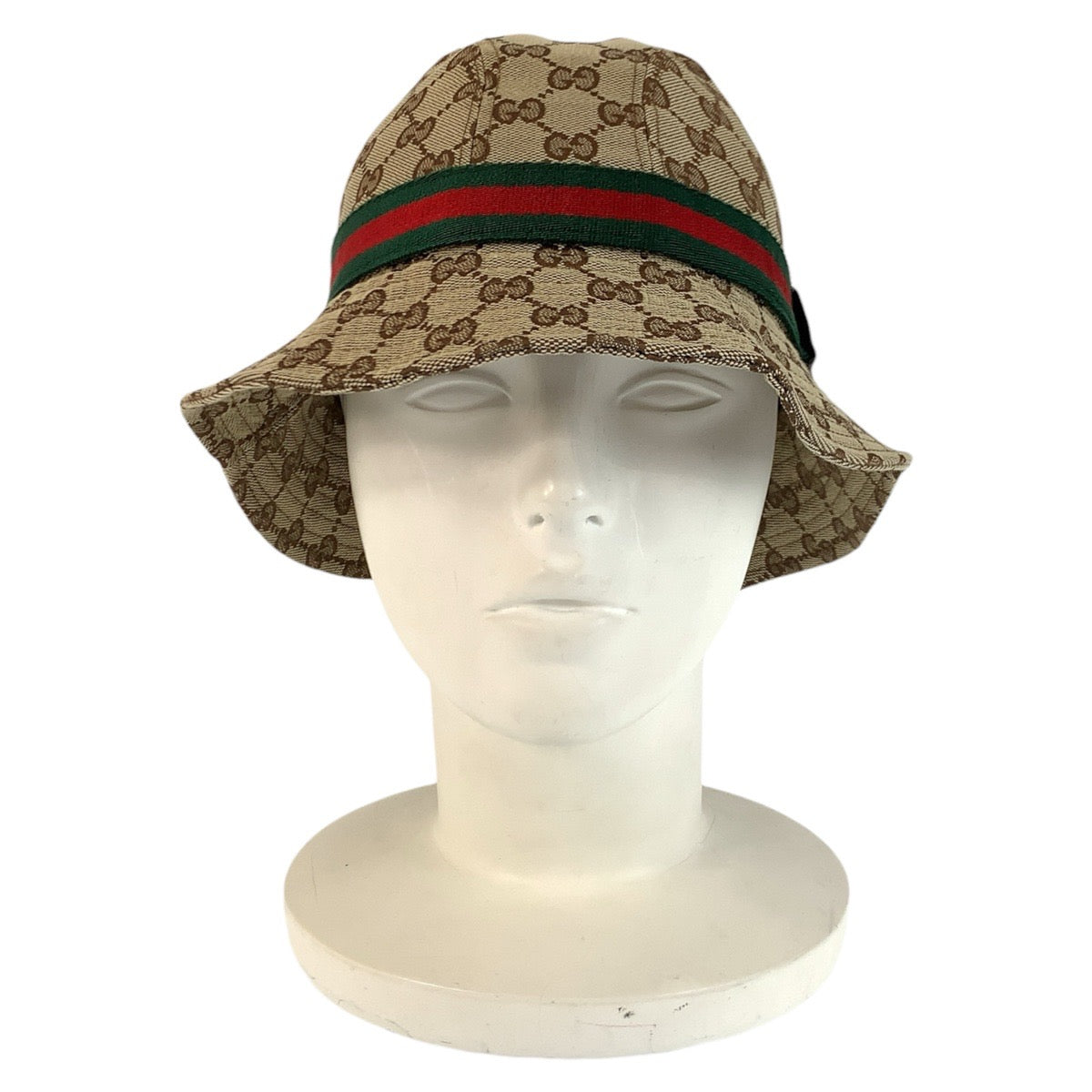 23734
GUCCI グッチ シェリーライン サイズS ベージュ GGキャンバス バケットハット レディース AB16