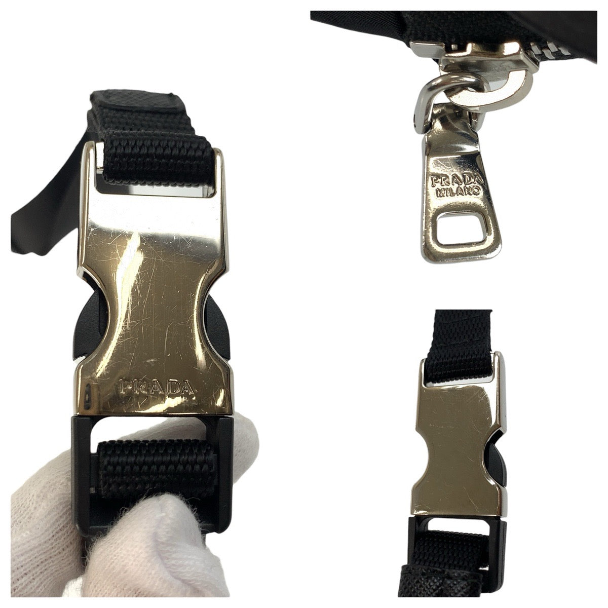 23735
PRADA プラダ テスート 三角ロゴプレート ブラック 黒 シルバー金具 ナイロン / ラバー 携帯 スマホアクセサリー レディース A35