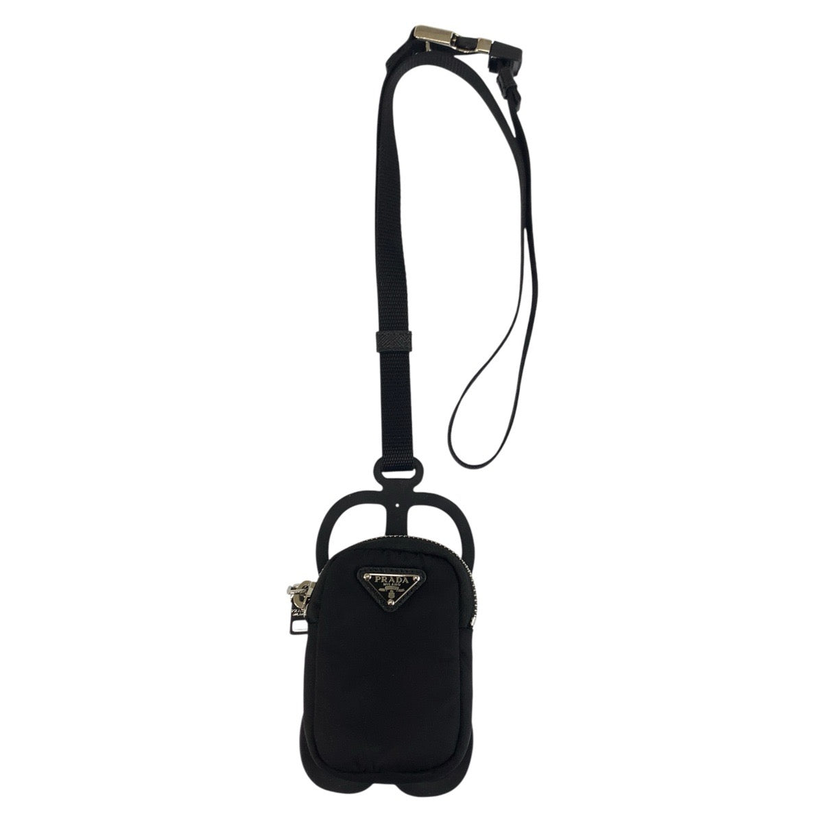 23735
PRADA プラダ テスート 三角ロゴプレート ブラック 黒 シルバー金具 ナイロン / ラバー 携帯 スマホアクセサリー レディース A35