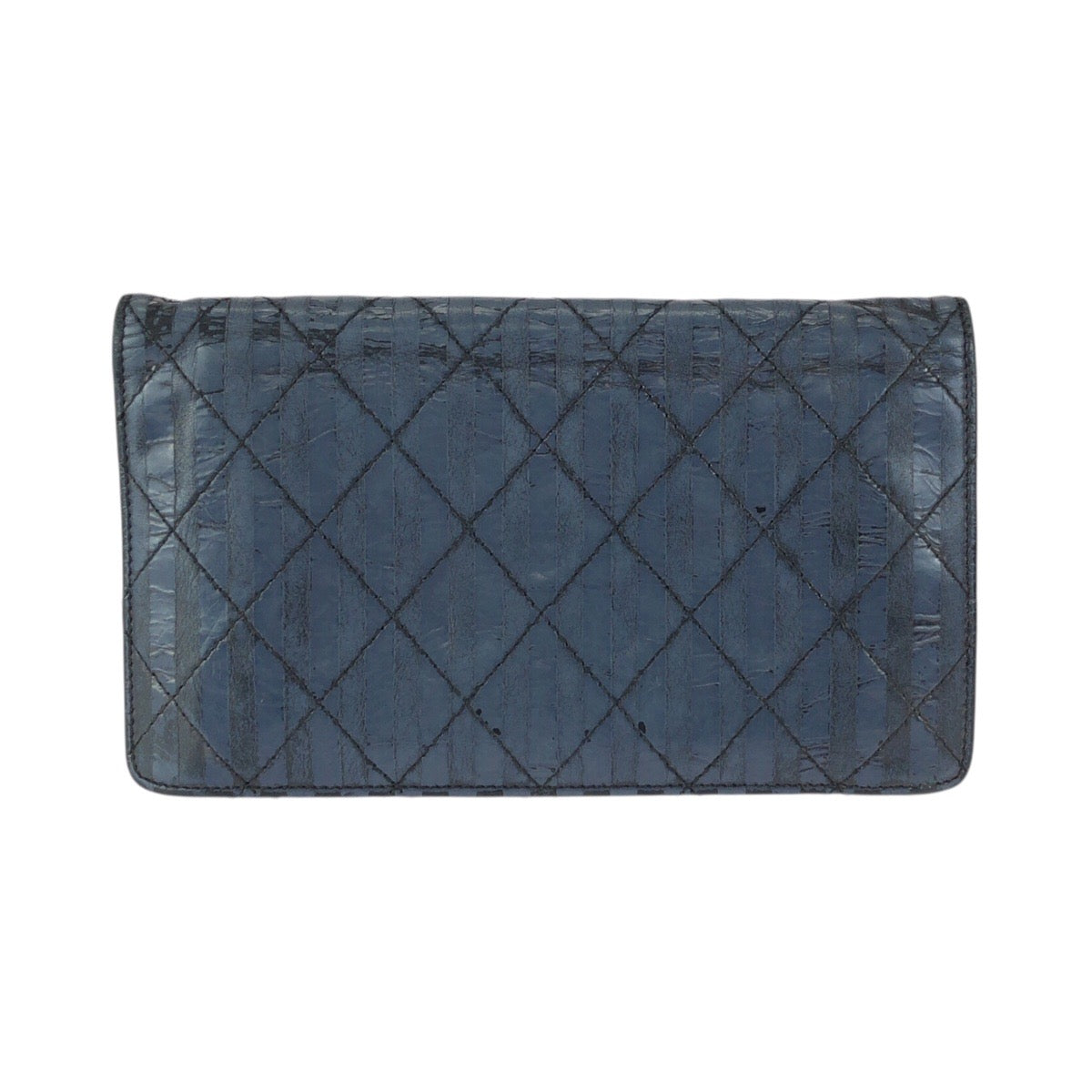 23739
CHANEL シャネル マトラッセ ネイビー シルバー金具 レザー 長財布 ロングウォレット レディース AB35
