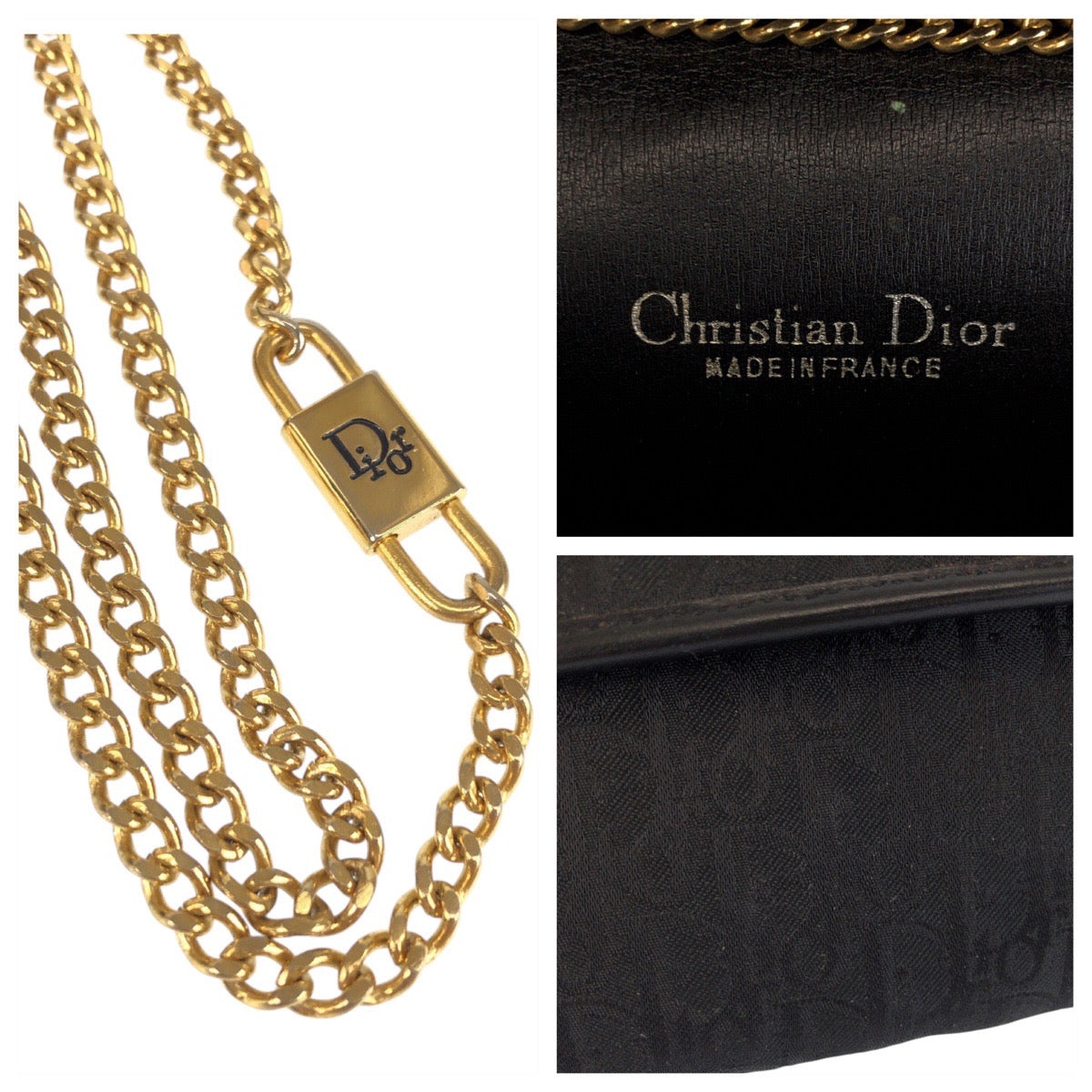 23741
Christian Dior クリスチャンディオール ヴィンテージ トロッター ブラック 黒 ゴールド金具 キャンバス チェーンショルダーバッグ ポシェット レディース ABP44