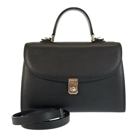23742
BURBERRY バーバリー 中チェック柄 ブラック 黒 シルバー金具 レザー ハンドバッグ ショルダーバッグ 2way レディース ABP28