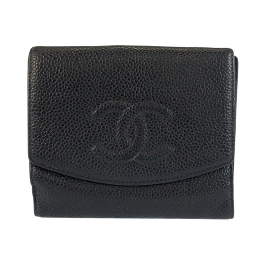 23743
CHANEL シャネル ヴィンテージ ココマーク ブラック 黒 レザー 折財布 コンパクトウォレット レディース ABP42