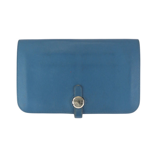 23745
HERMES エルメス ドゴン GM ブルージーン ブルー シルバー金具 トゴ 長財布 ロングウォレット T刻印 レディース AB35