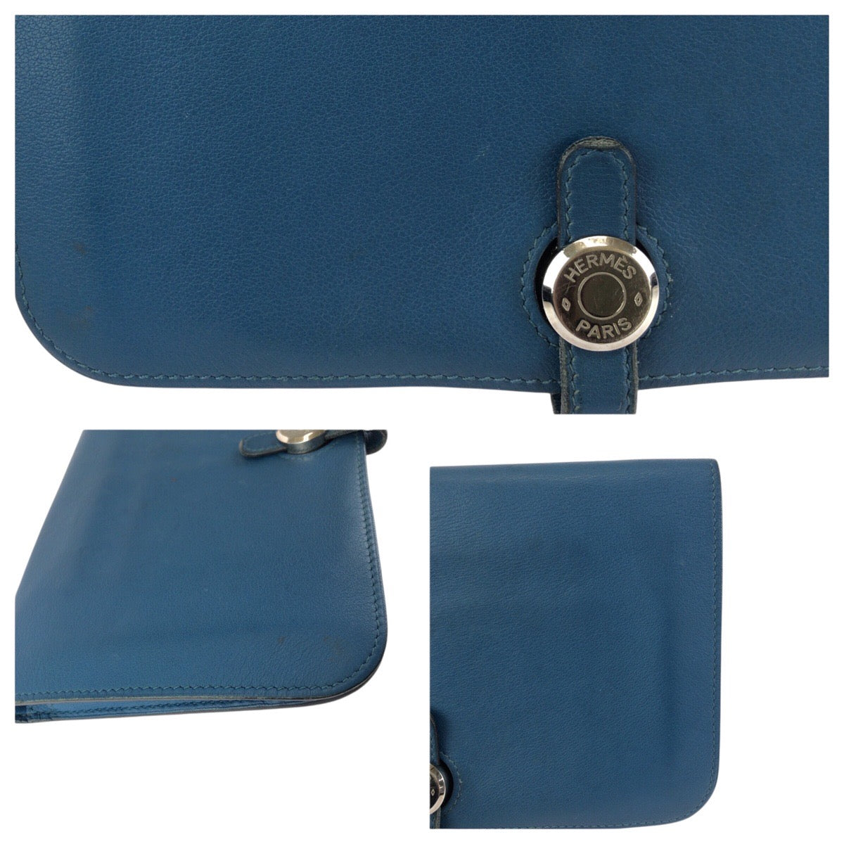 23745
HERMES エルメス ドゴン GM ブルージーン ブルー シルバー金具 トゴ 長財布 ロングウォレット T刻印 レディース AB35