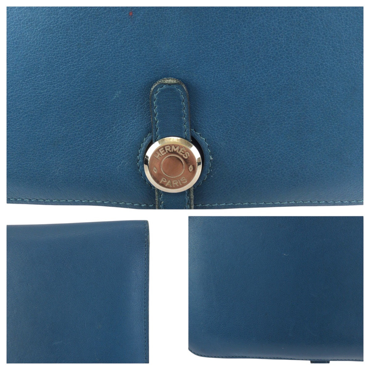 23745
HERMES エルメス ドゴン GM ブルージーン ブルー シルバー金具 トゴ 長財布 ロングウォレット T刻印 レディース AB35