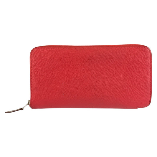 23746
HERMES エルメス アザップロング シルクイン レッド シルバー金具 ヴォーエプソン / シルク 長財布 ロングウォレット X刻印 レディース AB