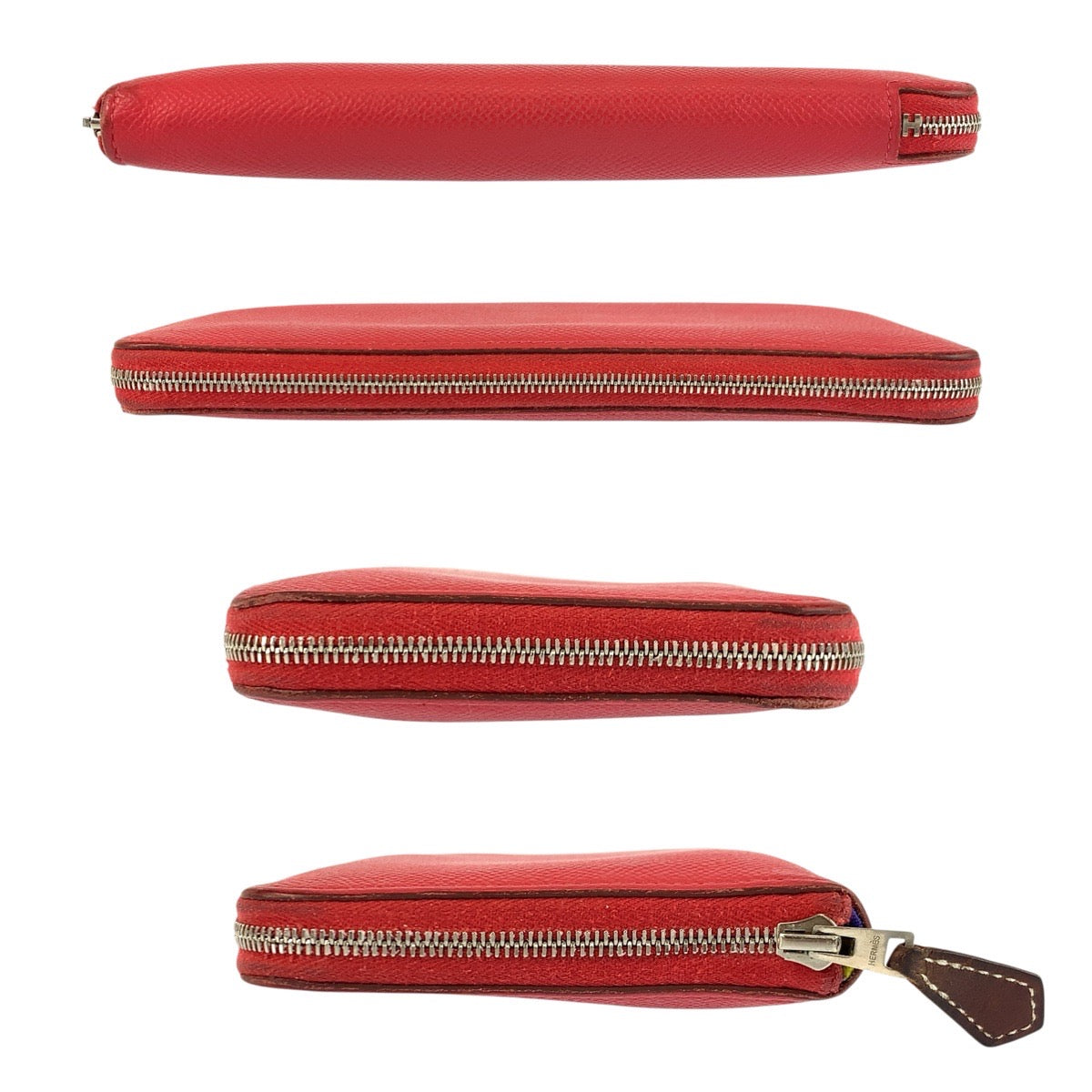 23746
HERMES エルメス アザップロング シルクイン レッド シルバー金具 ヴォーエプソン / シルク 長財布 ロングウォレット X刻印 レディース AB
