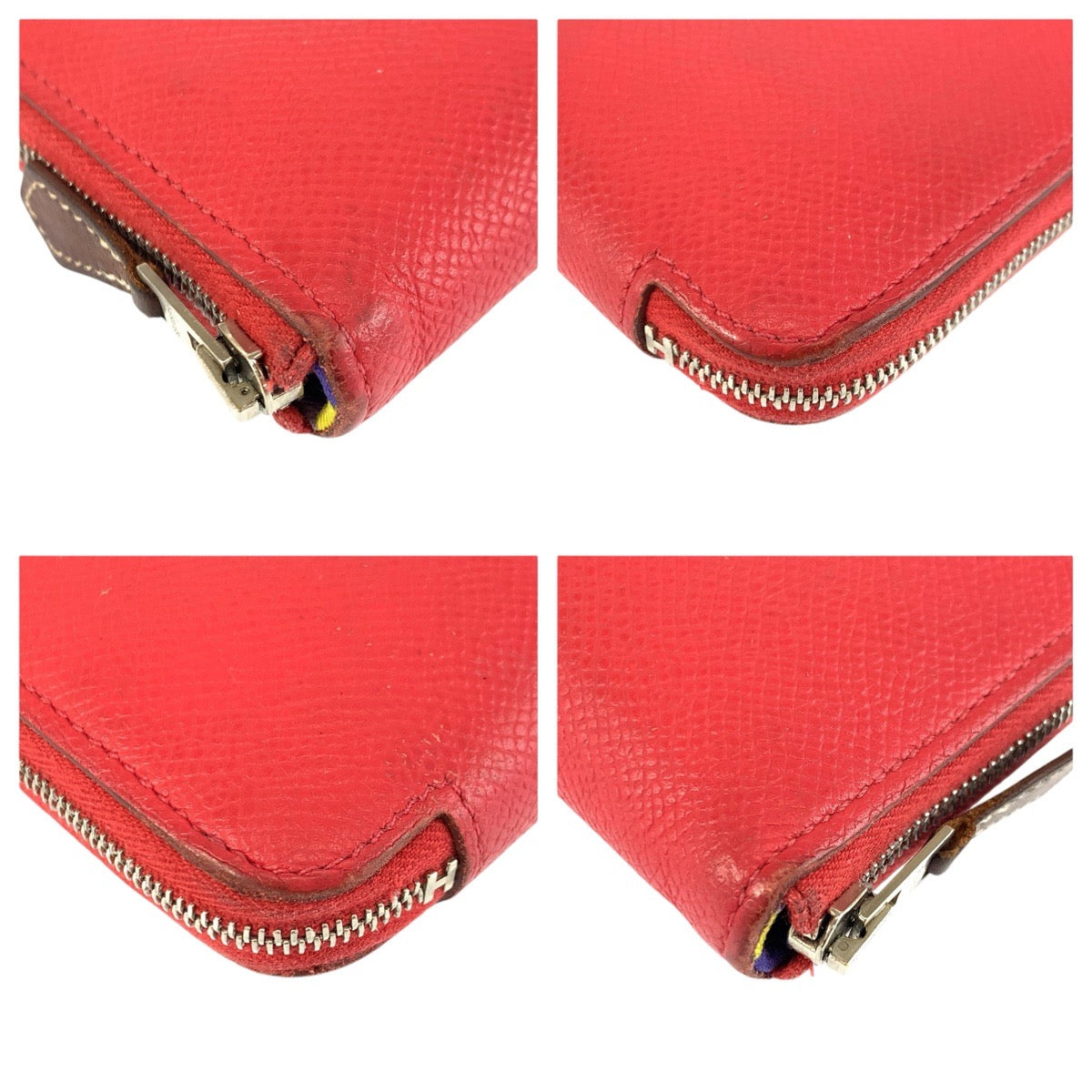 23746
HERMES エルメス アザップロング シルクイン レッド シルバー金具 ヴォーエプソン / シルク 長財布 ロングウォレット X刻印 レディース AB