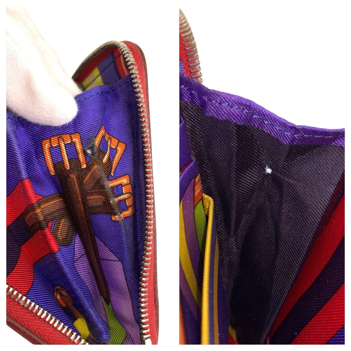 23746
HERMES エルメス アザップロング シルクイン レッド シルバー金具 ヴォーエプソン / シルク 長財布 ロングウォレット X刻印 レディース AB