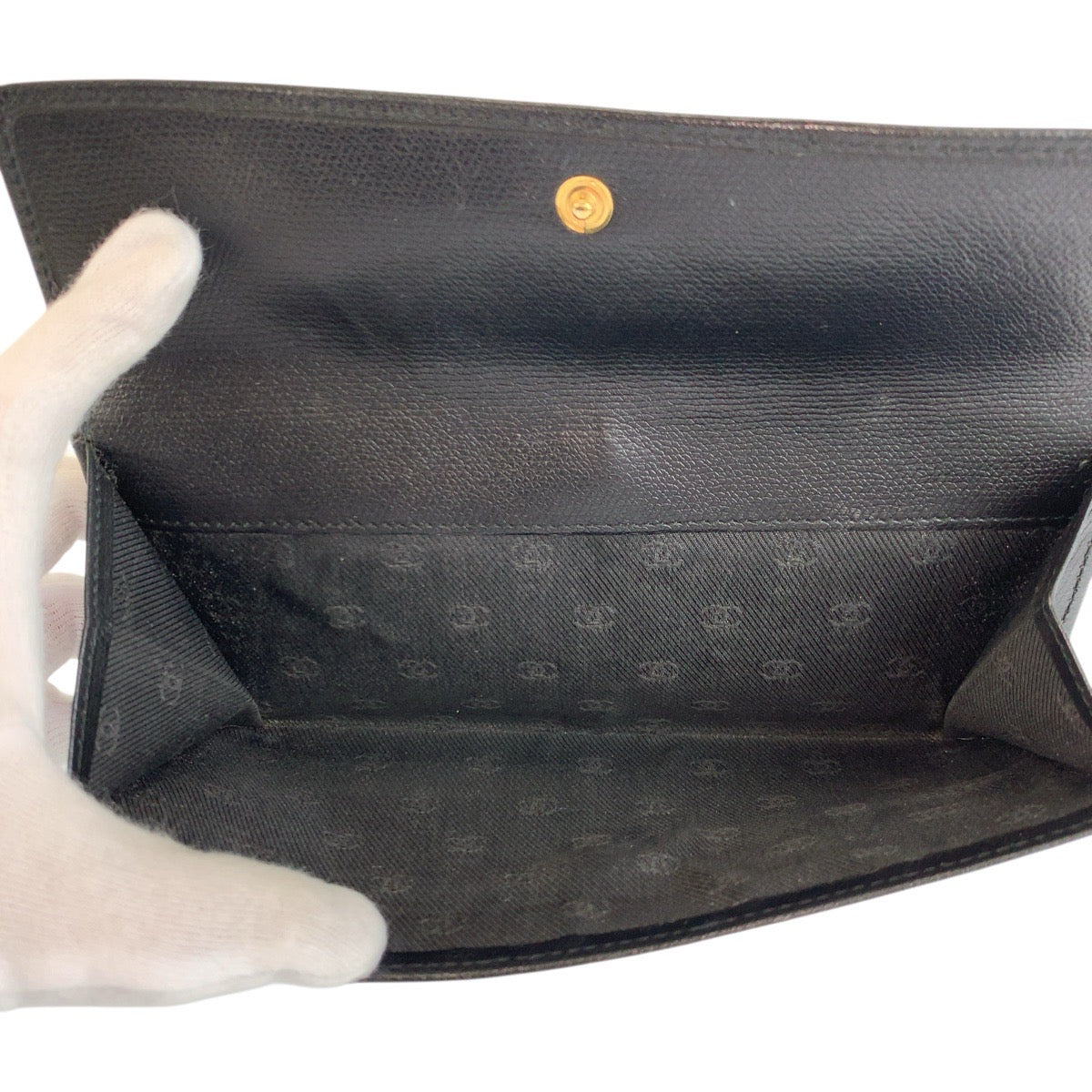 23747
CHANEL シャネル ココボタン ブラック 黒 ゴールド レザー 長財布 ロングウォレット レディース ABP42