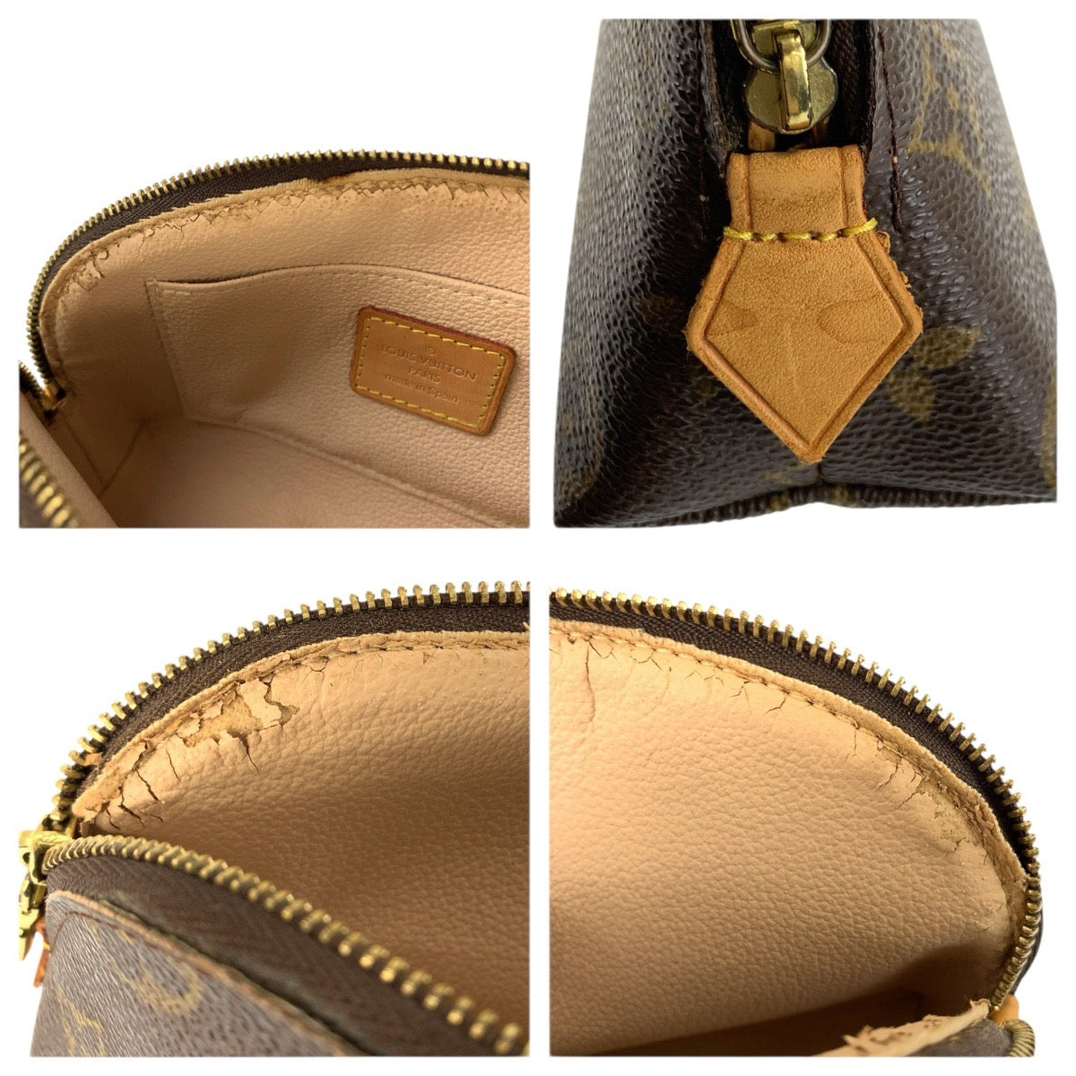 23753
LOUIS VUITTON ルイヴィトン モノグラム ポシェット コスメティック PM ブラウン ゴールド金具 PVC M47515 ポーチ 化粧ポーチ レディース AB21