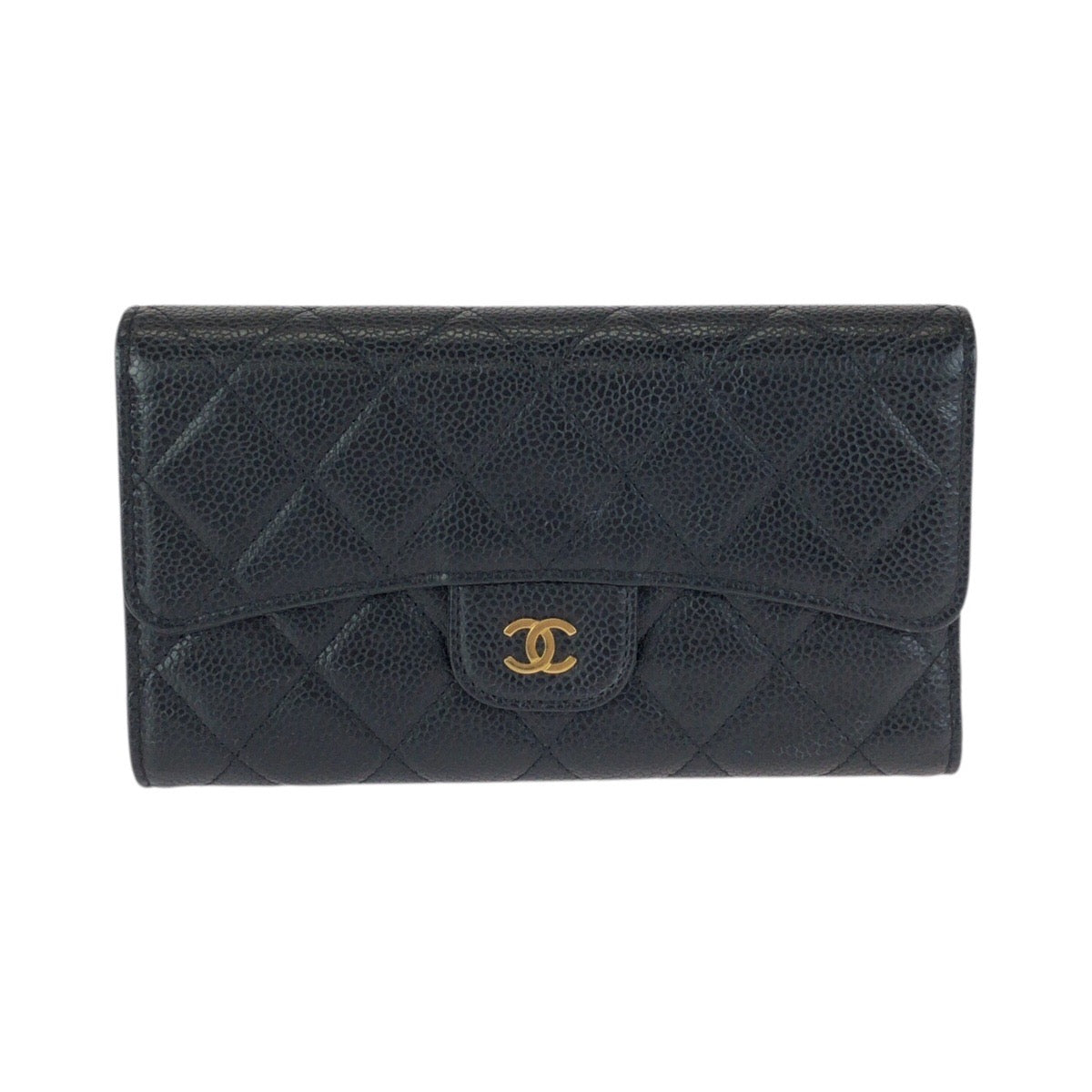 23755
CHANEL シャネル マトラッセ ココマーク ブラック 黒 ゴールド金具 キャビアスキン 長財布 ロングウォレット レディース A92