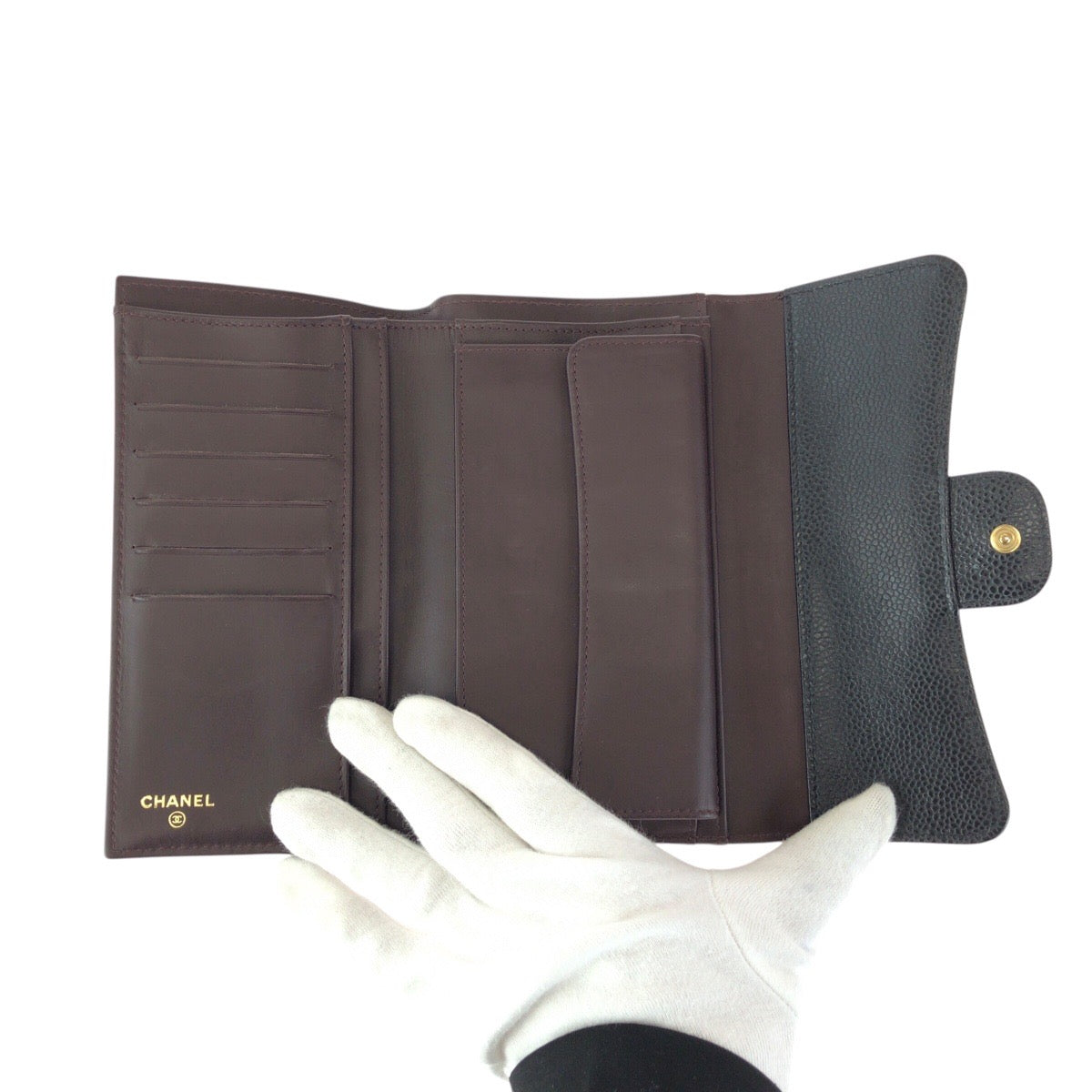 23755
CHANEL シャネル マトラッセ ココマーク ブラック 黒 ゴールド金具 キャビアスキン 長財布 ロングウォレット レディース A92