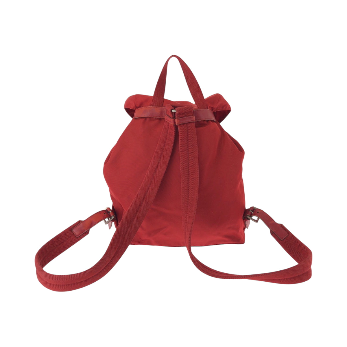 23764
PRADA プラダ テスート 三角ロゴプレート レッド シルバー金具 ナイロン B4650 リュクサック バックパック レディース AB40