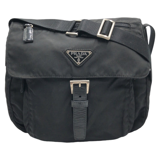 23765
PRADA プラダ テスート 三角ロゴ ブラック 黒 ナイロン ショルダーバッグ ポシェット 男女兼用 レディース AB26
