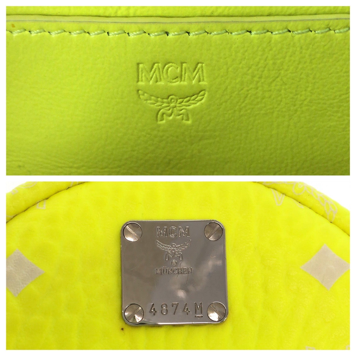 23767
MCM エム シー エム ヴィセスト イエロー ネオンカラー レザー リュックサック バックパック レディース AB26