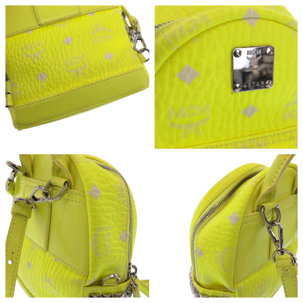 23767
MCM エム シー エム ヴィセスト イエロー ネオンカラー レザー リュックサック バックパック レディース AB26