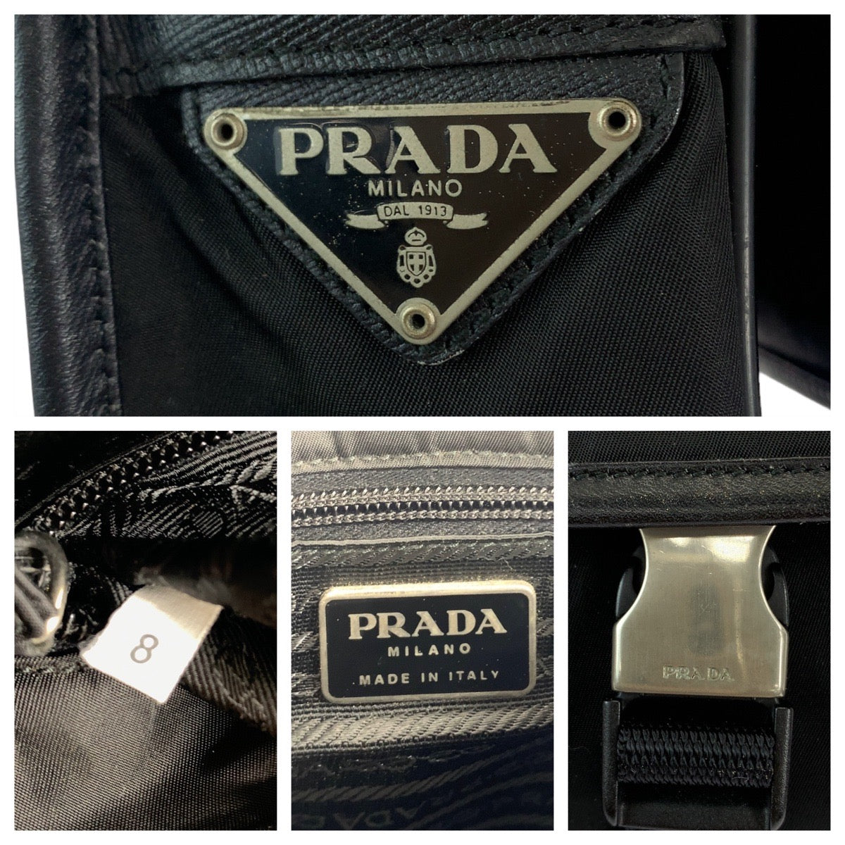 23770
PRADA プラダ テスート 三角ロゴプレート 男女兼用 ブラック 黒 シルバー金具 ナイロン ショルダーバッグ ポシェット レディース B26