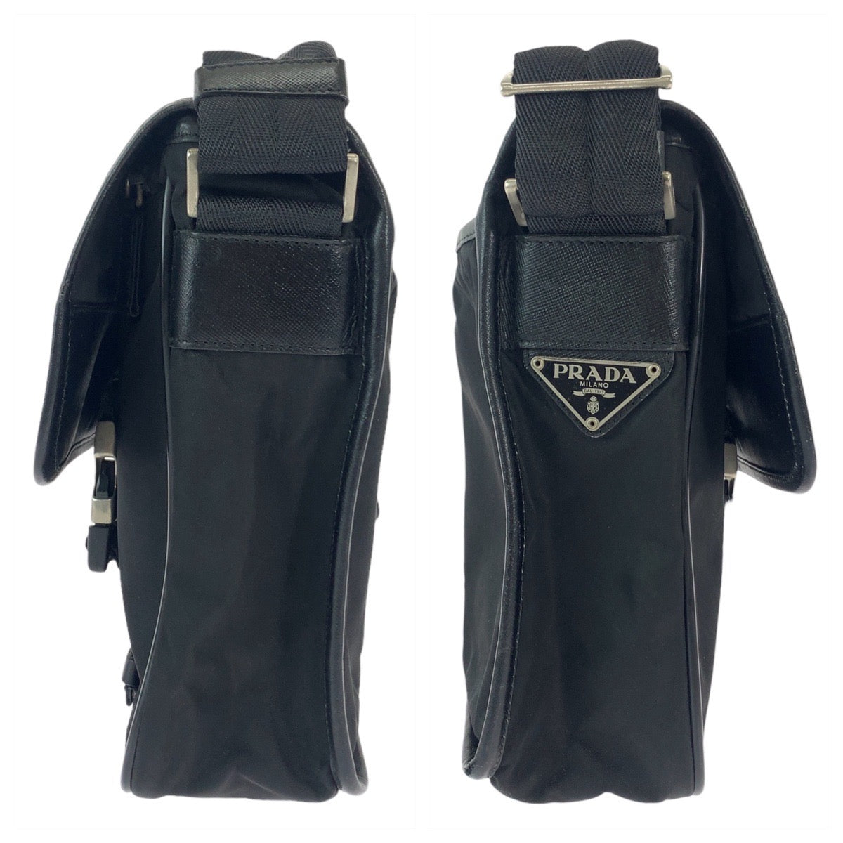 23770
PRADA プラダ テスート 三角ロゴプレート 男女兼用 ブラック 黒 シルバー金具 ナイロン ショルダーバッグ ポシェット レディース B26