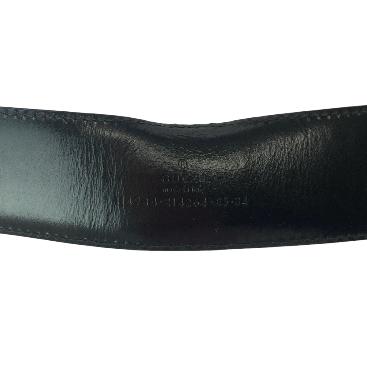 23771
GUCCI グッチ グッチシマ インターロッキング 85cm/34inc ブラック 黒 シルバー金具 レザー 114984 ベルト バックル メンズ AB34