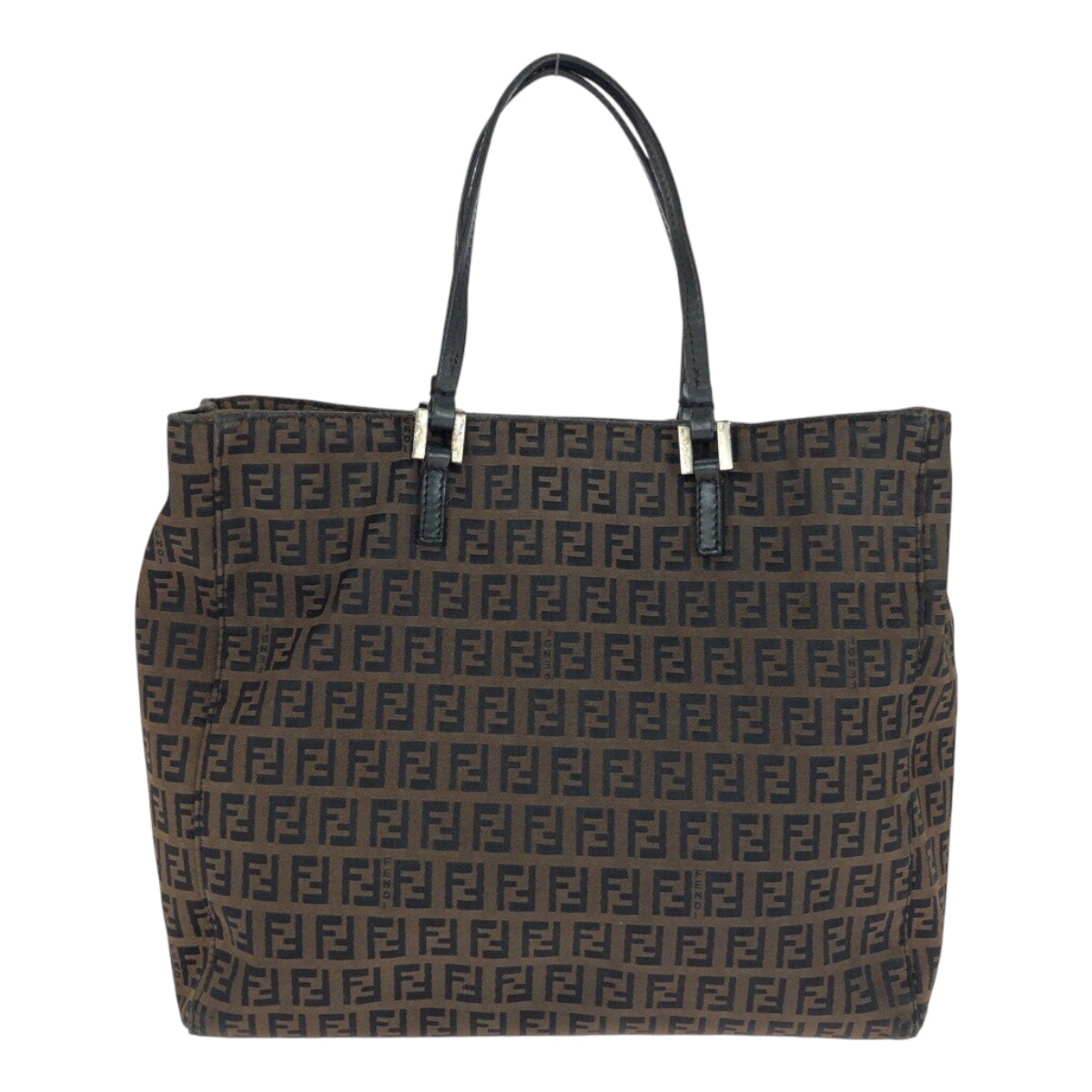 23775
FENDI フェンディ ズッキーノ ブラウン シルバー金具 キャンバス / レザー トートバッグ ハンドバッグ レディース AB35