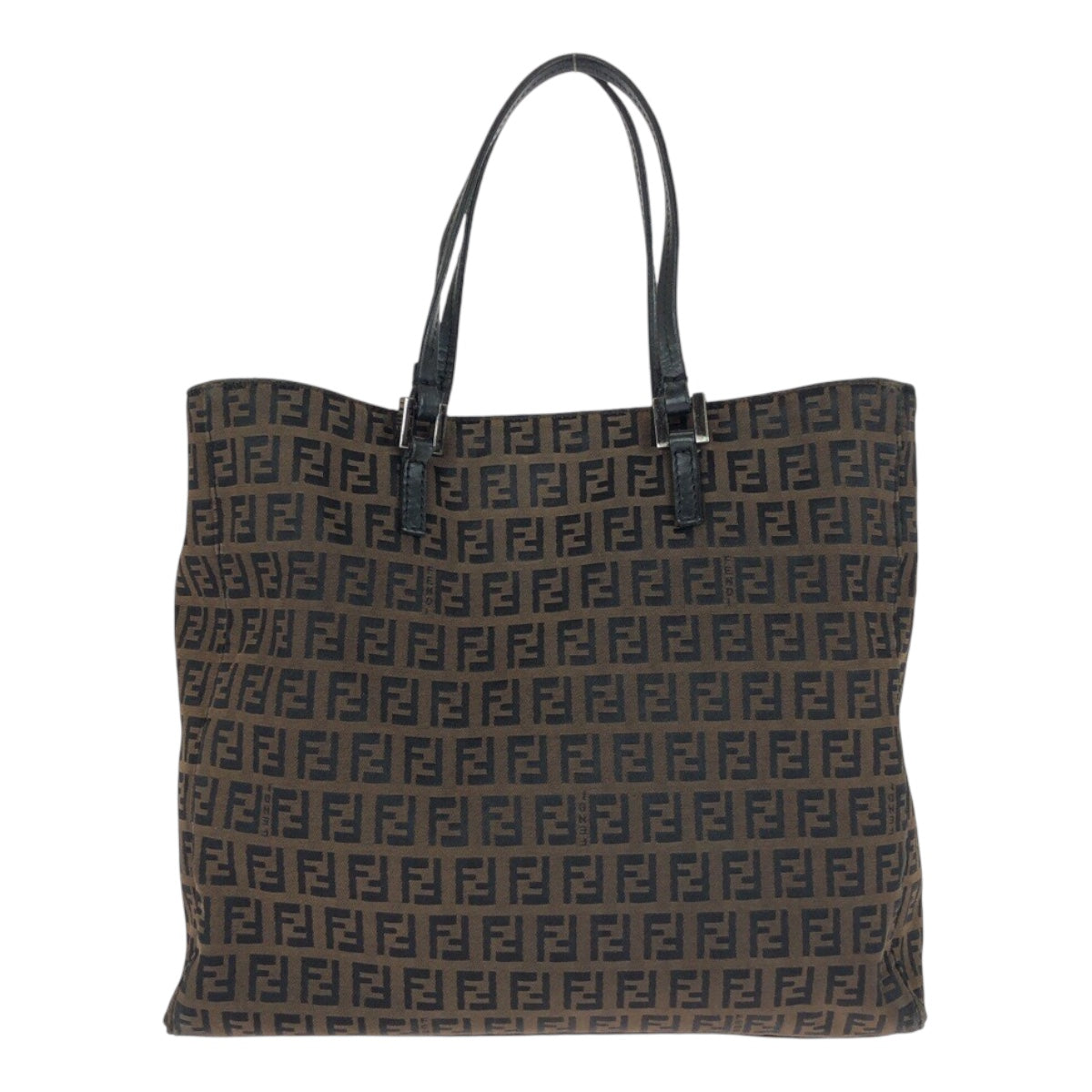 23775
FENDI フェンディ ズッキーノ ブラウン シルバー金具 キャンバス / レザー トートバッグ ハンドバッグ レディース AB35