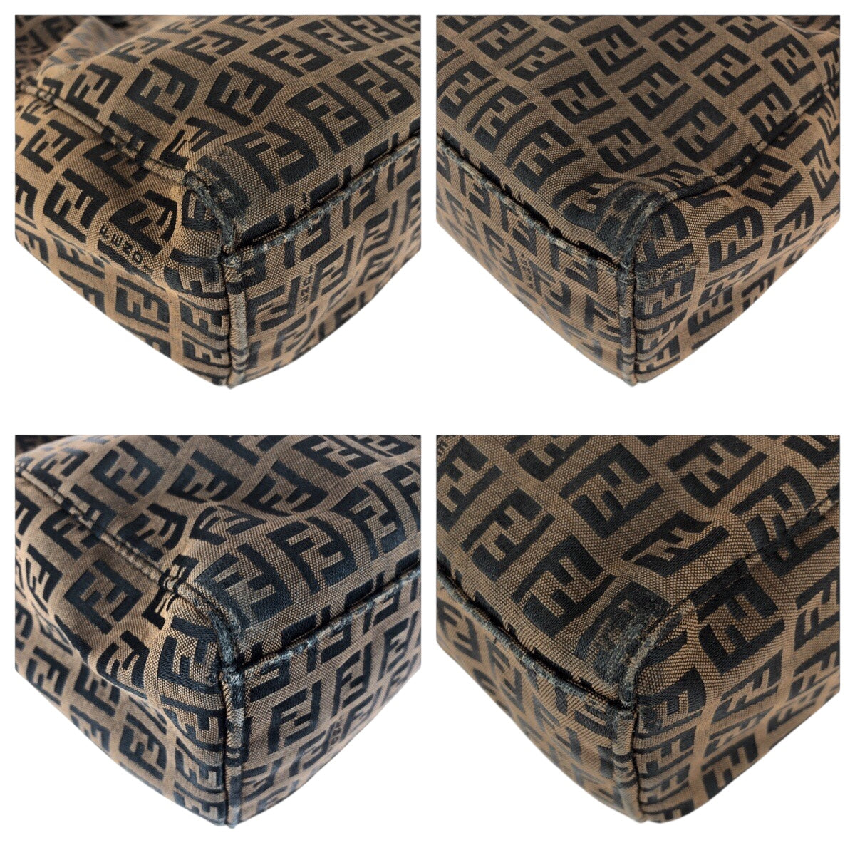 23775
FENDI フェンディ ズッキーノ ブラウン シルバー金具 キャンバス / レザー トートバッグ ハンドバッグ レディース AB35