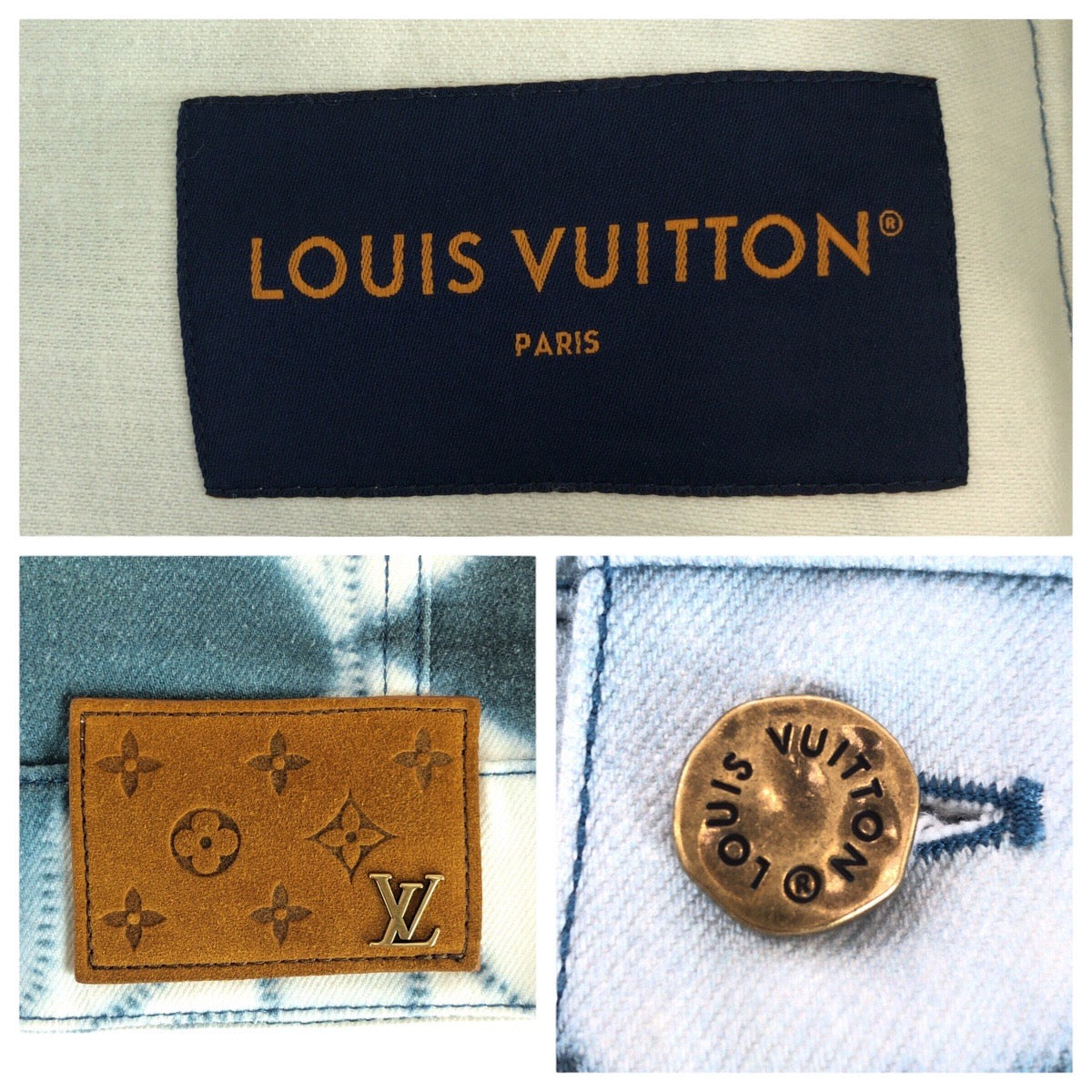 23776
LOUIS VUITTON ルイヴィトン モノグラム シボリプリンテッドジャケット サイズ48 ホワイト ブルーゴールド金具 コットン RM231 X67 HOA90W デニムジャケット メンズ ABP140
